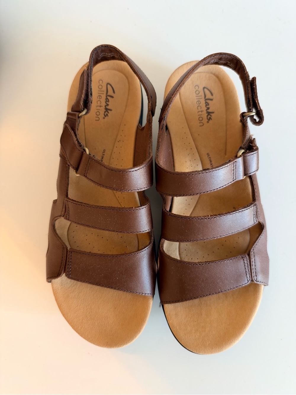 Clarks Brown Leather Multi-Strap Slingback Sandals